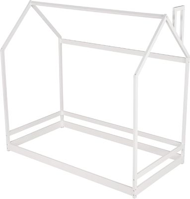 Kinderkamermeubilair Tweelinggrootte vloerbed met houten huisontwerp en luifelframe