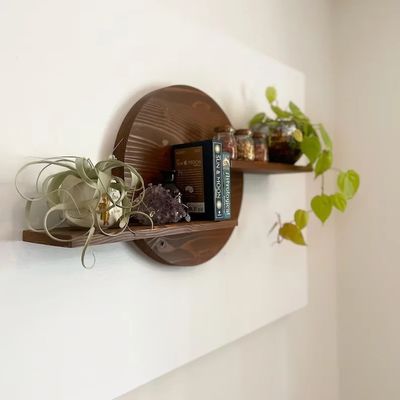 Houten wandenplank Floating Frame Crystal Display Plant Stand voor woonkamer display