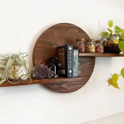 Houten wandenplank Floating Frame Crystal Display Plant Stand voor woonkamer display