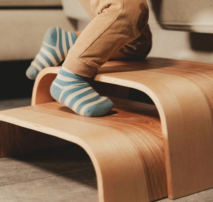 Draagbare houten kinderkruk Custom Logo Twee trapladder voor keuken PANEL Toilettreden