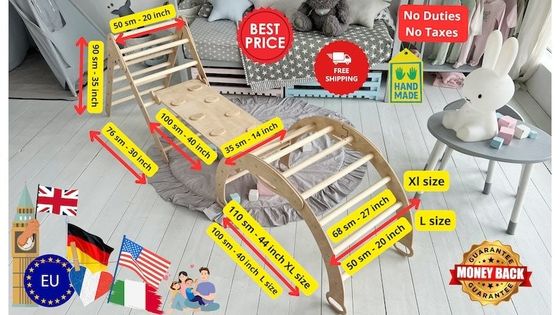 Montessori 3 in 1 Set Meubelen Klimartikelen Baby Gym Grijs Pastel Standaard Grootte