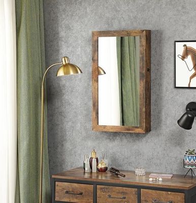 Milieuvriendelijke muur/deur gemonteerde sieradenkast met volledige spiegel en 6 LED's