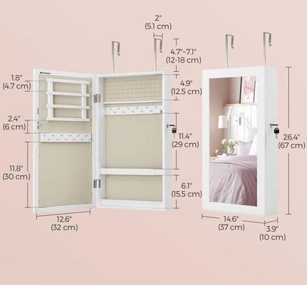 Custom Service Witte sieraden kast met 6 laden en solide houten structuur