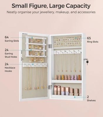 Custom Service Witte sieraden kast met 6 laden en solide houten structuur