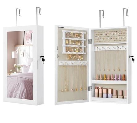 Custom Service Witte sieraden kast met 6 laden en solide houten structuur