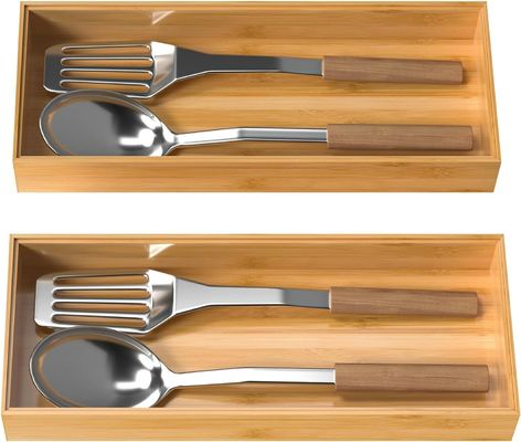 Set van 2 bamboe laden organisatoren voor de keuken 15" x 6" x 2" milieuvriendelijk en duurzaam