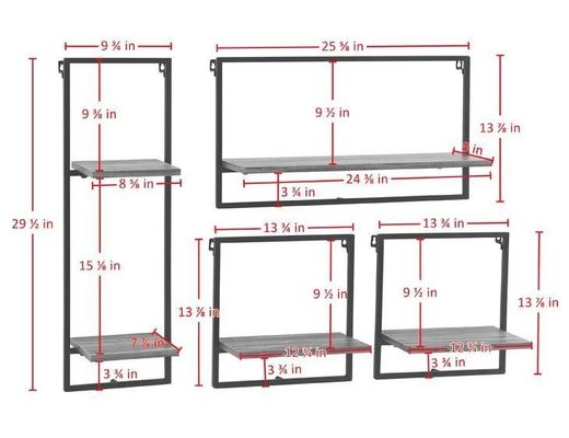 Op maat gemaakte service Pine Hout Kleur Drijvende Hangende Wand IJzeren Planken Voor Slaapkamer Display
