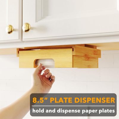 Solid hout structuur bamboe houten papier platenhouder dispenser met glanzende laminaat