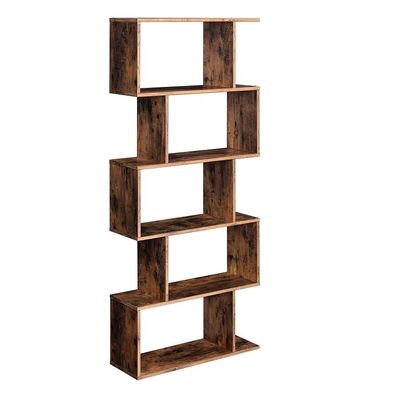 Boekenplank van massief hout met 5 lagen Boekenplanken 70 x 24 x 159 cm Rustic bruin voor woonhuisdecor