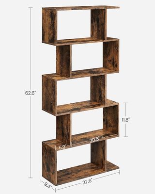 Boekenplank van massief hout met 5 lagen Boekenplanken 70 x 24 x 159 cm Rustic bruin voor woonhuisdecor