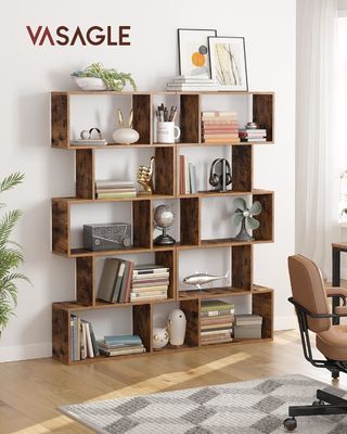 Boekenplank van massief hout met 5 lagen Boekenplanken 70 x 24 x 159 cm Rustic bruin voor woonhuisdecor
