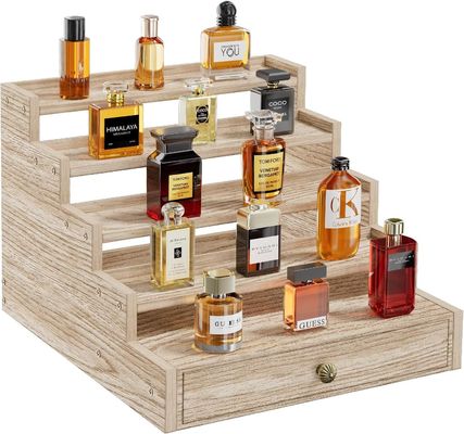 Vernis Houten Keulen Stand Rack Display Risers Schap met Schuifopslag TIMBER
