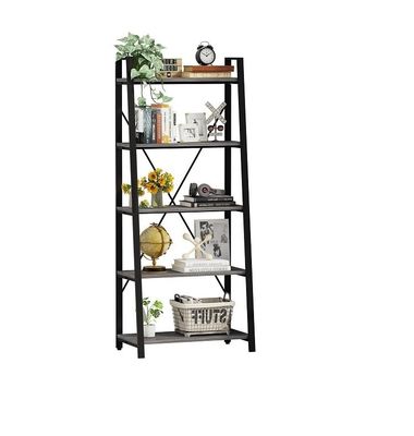 5-tier Pine Hout Kleur Metalen Ladder Boekenplank Moderne Custom Antieke Houten Boekenkasten