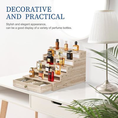 Vernis Houten Keulen Stand Rack Display Risers Schap met Schuifopslag TIMBER