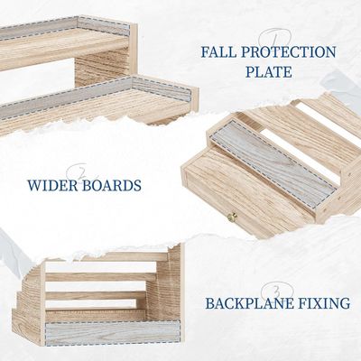 Vernis Houten Keulen Stand Rack Display Risers Schap met Schuifopslag TIMBER