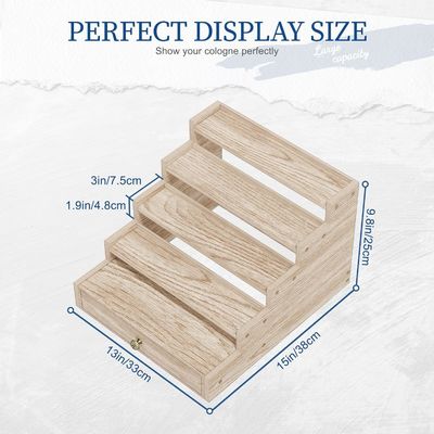 Vernis Houten Keulen Stand Rack Display Risers Schap met Schuifopslag TIMBER