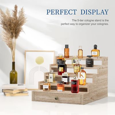 Vernis Houten Keulen Stand Rack Display Risers Schap met Schuifopslag TIMBER