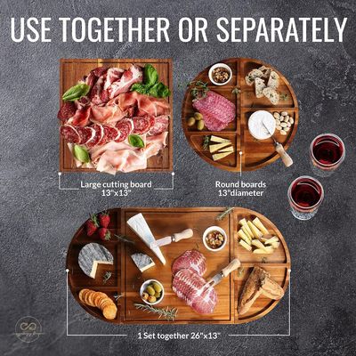 All-Season Hout Ronde Kaas Board Set Unieke Houten Charcuterie Boards Extra Grote Kaas Tray