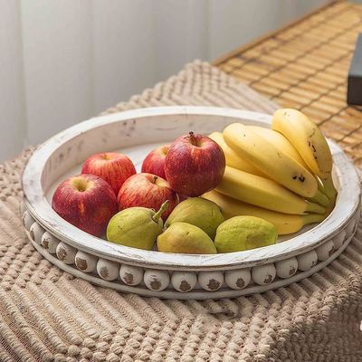 Gepersonaliseerde houten decoratieve bak met geperld witgekalkt ontwerp Gratis monster aangeboden