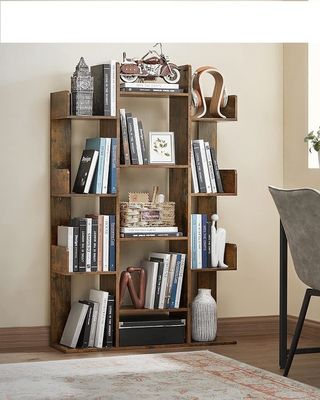 Boekenkast in de vorm van een stevige houtboom met 13 opslagplanken 9,8D x 33,9W x 55,1H inch