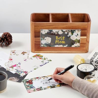 Tellergrote houder voor houten gereedschappen van acacia voor het drukken van keukens