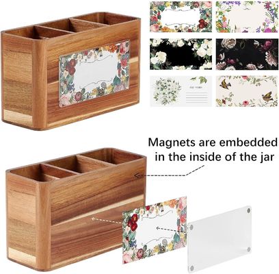 Tellergrote houder voor houten gereedschappen van acacia voor het drukken van keukens