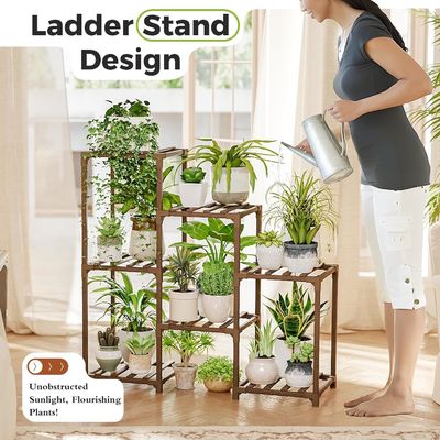 3 Tiers Ladder Multiple Plant Holder Hout Plant Rack voor woonkamer Patio Boho Home Decor