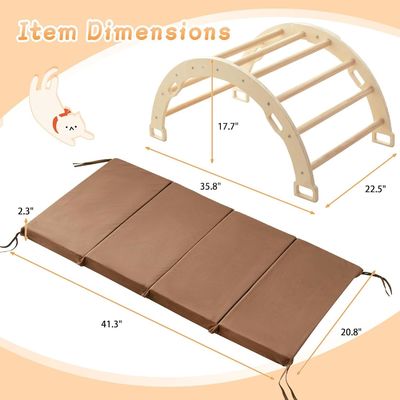 Montessori Houten boog klimmer Kinderen klimt speelgoed met kussen en schommelend ontwerp