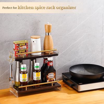 Houten badkamer vanity countertop organisator voor cosmetica en huidverzorging 2 tier dresser