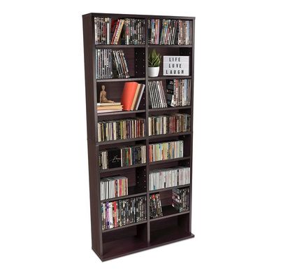 Op maat gemaakte 12 verstelbare planken en 4 vaste planken Media kast in dennenhout kleur