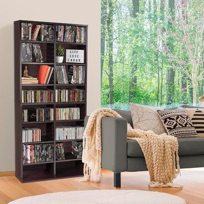 Op maat gemaakte 12 verstelbare planken en 4 vaste planken Media kast in dennenhout kleur