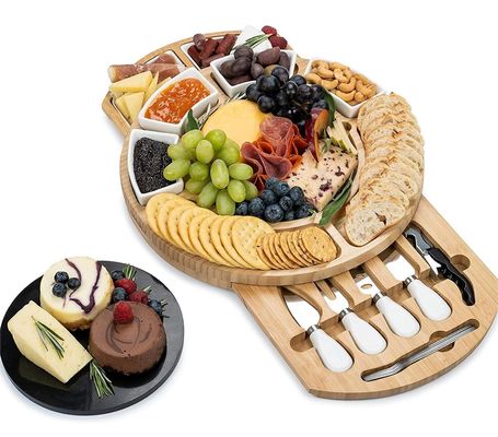 Rectangular bamboe kaas plaat en mes set voor commerciële kopers geschenken winkels