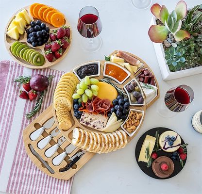 Rectangular bamboe kaas plaat en mes set voor commerciële kopers geschenken winkels