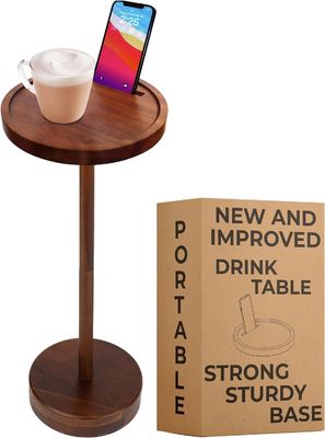 Specifieke koffietafel Moderne houten drinktafel met telefoonmount en kleine ronde afmetingen