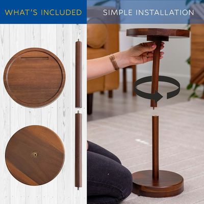 Specifieke koffietafel Moderne houten drinktafel met telefoonmount en kleine ronde afmetingen