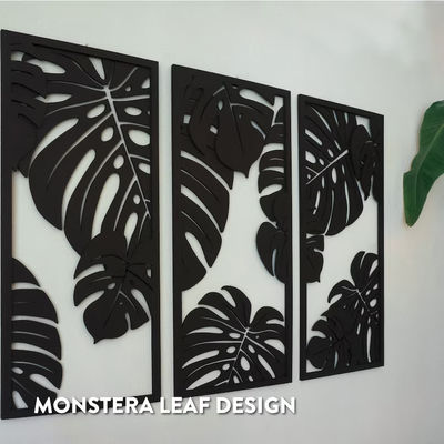 Aanpasbare Monstera-decoratie in 3 panelen Houten kaders inbegrepen voor plantmuurkunst