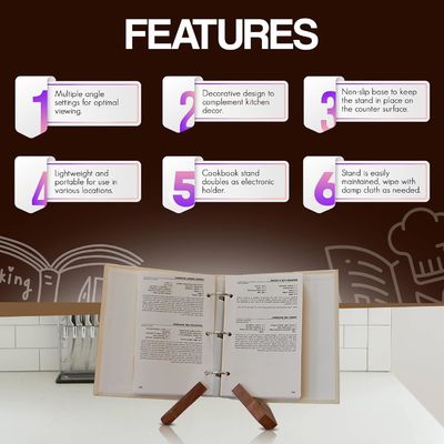 Gunstig boekhouder voor de keuken Verstelbaar Acacia Kookboek Stand Op maat
