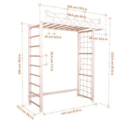 Aanpasbare Jungle Gym voor kinderen met optioneel touw accessoire en kinderkamer mobiel