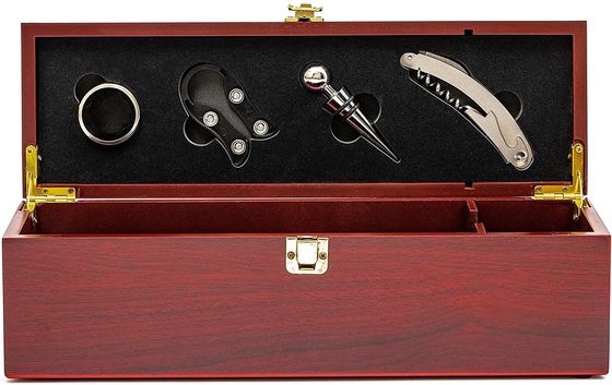 Hout MDF Luxe Rode Wijn Verf Bakken Houten Geschenkdoos Met Handvaten En Acryl Deksel