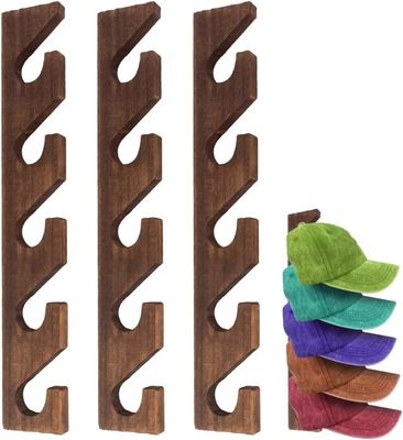Wandmontage houten hoed organisator voor petten 5-laag verticale hoedhouder display rack