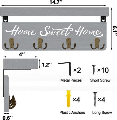 Gepersonaliseerde vorm Hout sleutelhouder Muur Montage Sleutelhanger Organiseer uw sleutelcollectie