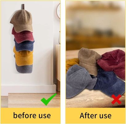 Wandmontage houten hoed organisator voor petten 5-laag verticale hoedhouder display rack