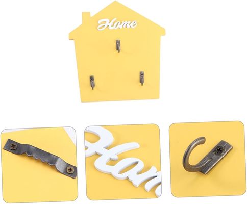 Inlaat Mudroom Posthouder en Sleutelrek met houten steken in natuurlijke houten kleur