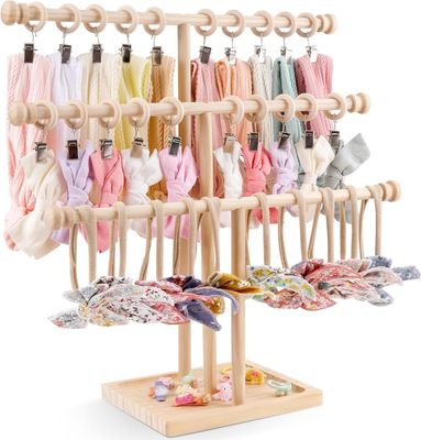 Houten muurplank decoratie 3-laag baby hoofdband houder haarbanden display stand