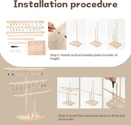 Houten muurplank decoratie 3-laag baby hoofdband houder haarbanden display stand