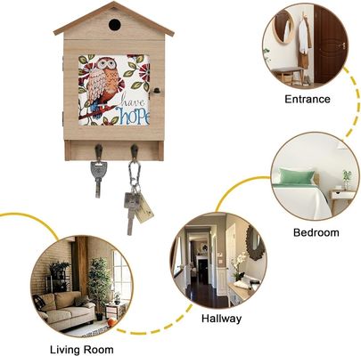 8 Haken Houten sleutelhouder voor wandmontage Huishoudelijk sleutelschaal organisator en ruimtebesparer