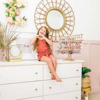 Houten muurplank decoratie 3-laag baby hoofdband houder haarbanden display stand