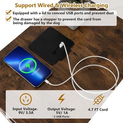 Houten hondenkennel eindtafel met verwijderbaar kussen en opslagladen