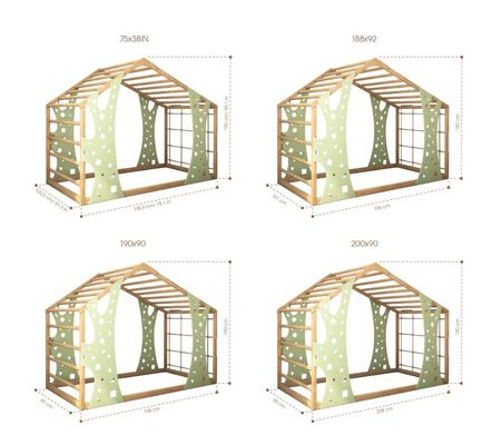 Montessori Gym Bed Jungle Gym Kleuter Bed Indoor Playhouse Platform Bed Op aanvraag Postverpakking Y