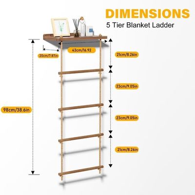 5-laagse houten ladderplank Rustieke dekbedrek voor de opslag van dekens op de boerderij